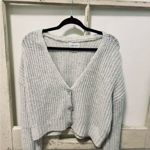 Grey Coquette Bow Pink Rose Sweater